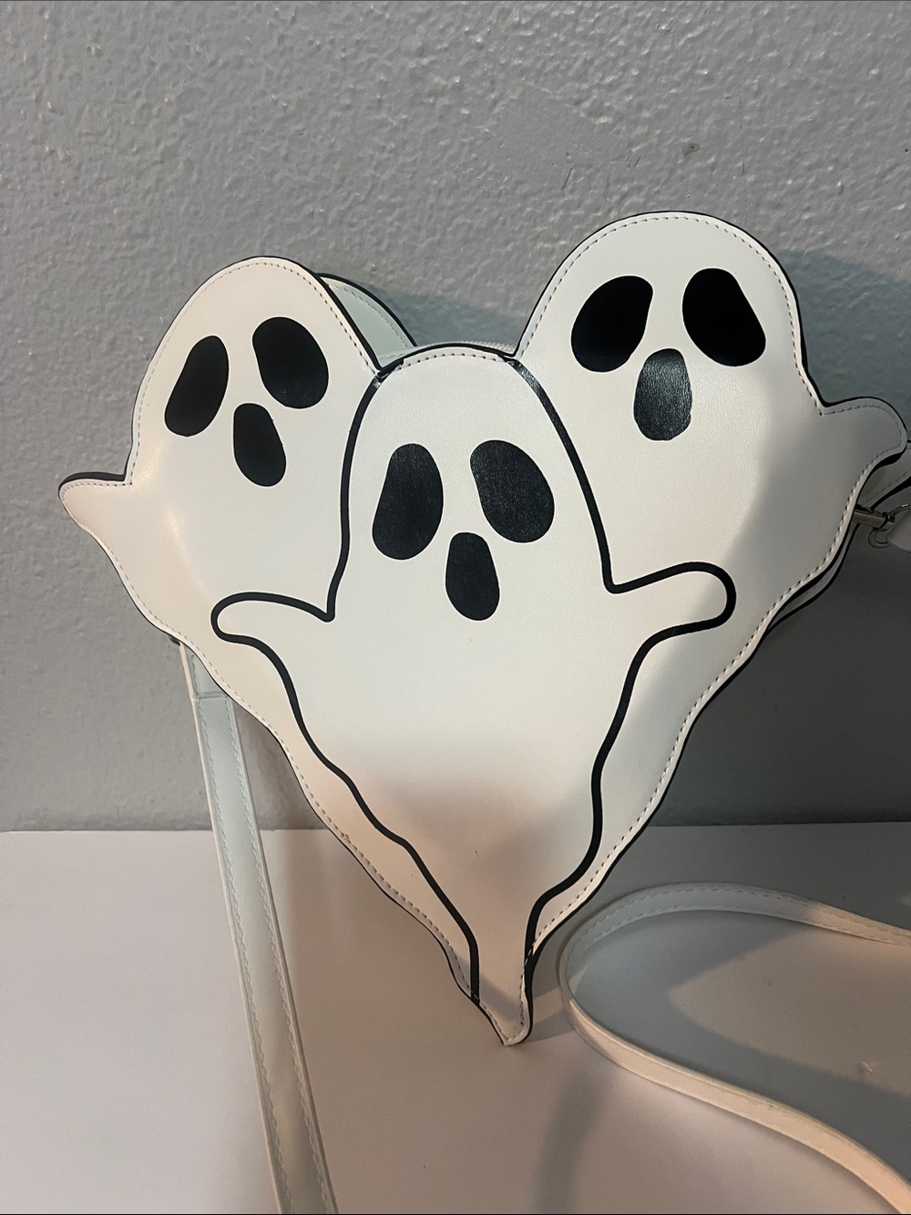White Ghost Trio Heart Crossbody Bag